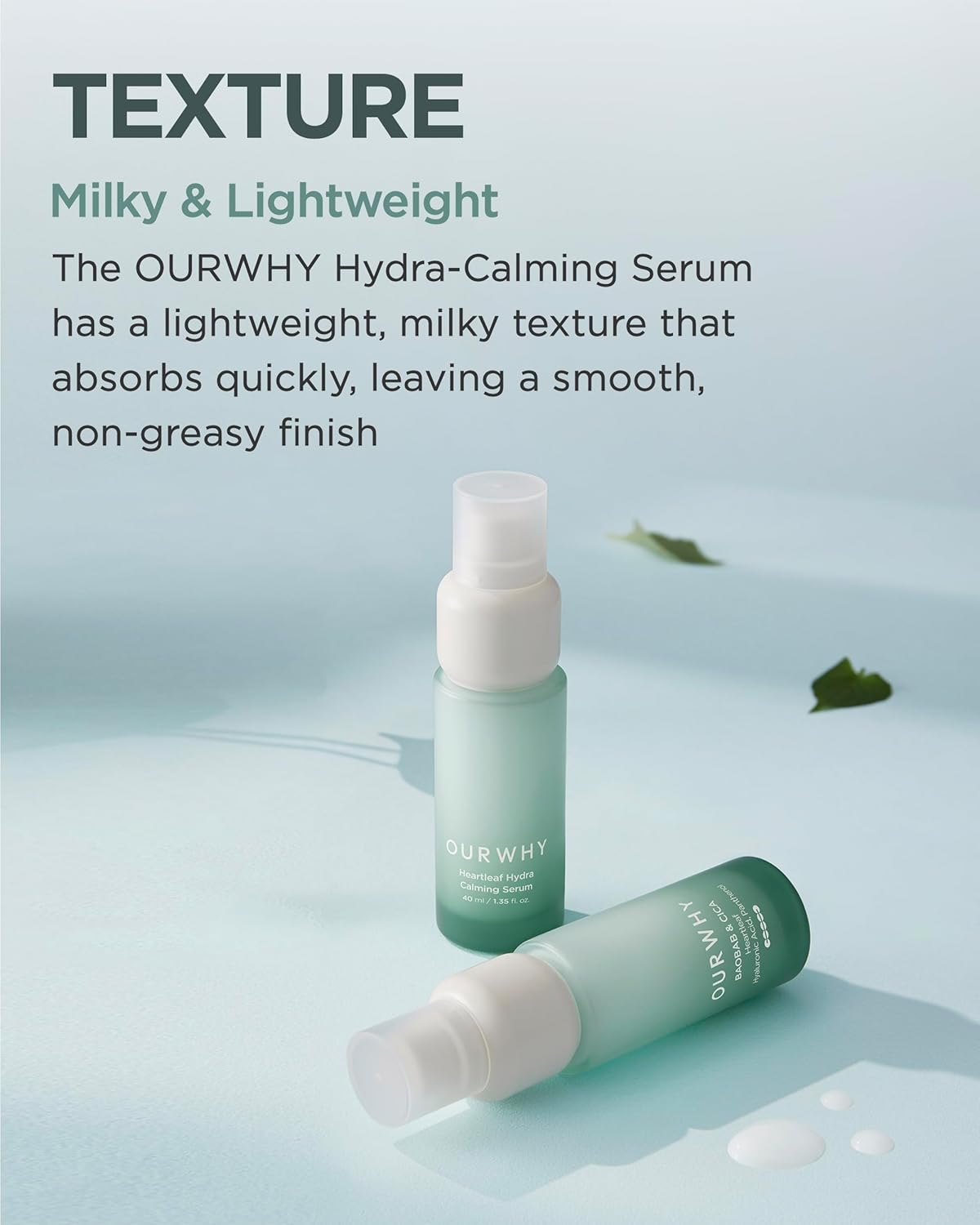 OURWHY Heartleaf Hydra Calming Serum (1.35fl oz) - Soothing & Hydrating Serum for Sensitive Skin. With Heartleaf Extract, Hyaluronic Acid & Panthenol - Image 5