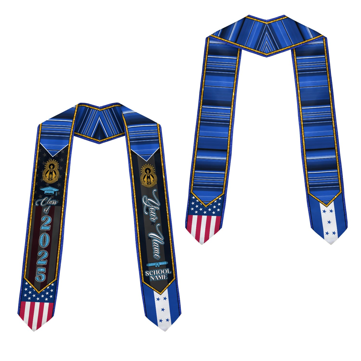 MonkeyVan Personalized Honduran Graduation Stole 2025,Custom Honduras Flag Sash,Honduras Graduation Stole for Class of 2025 S351