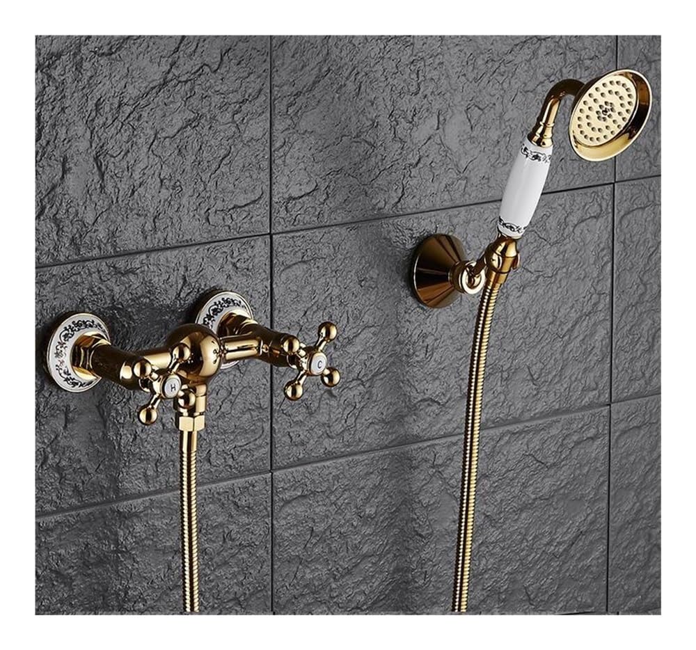 Blyqxs Gold 7 Shower Faucet Brass Golden Bathtub Faucets Wall Bath Faucet Xt365(Gold 7)