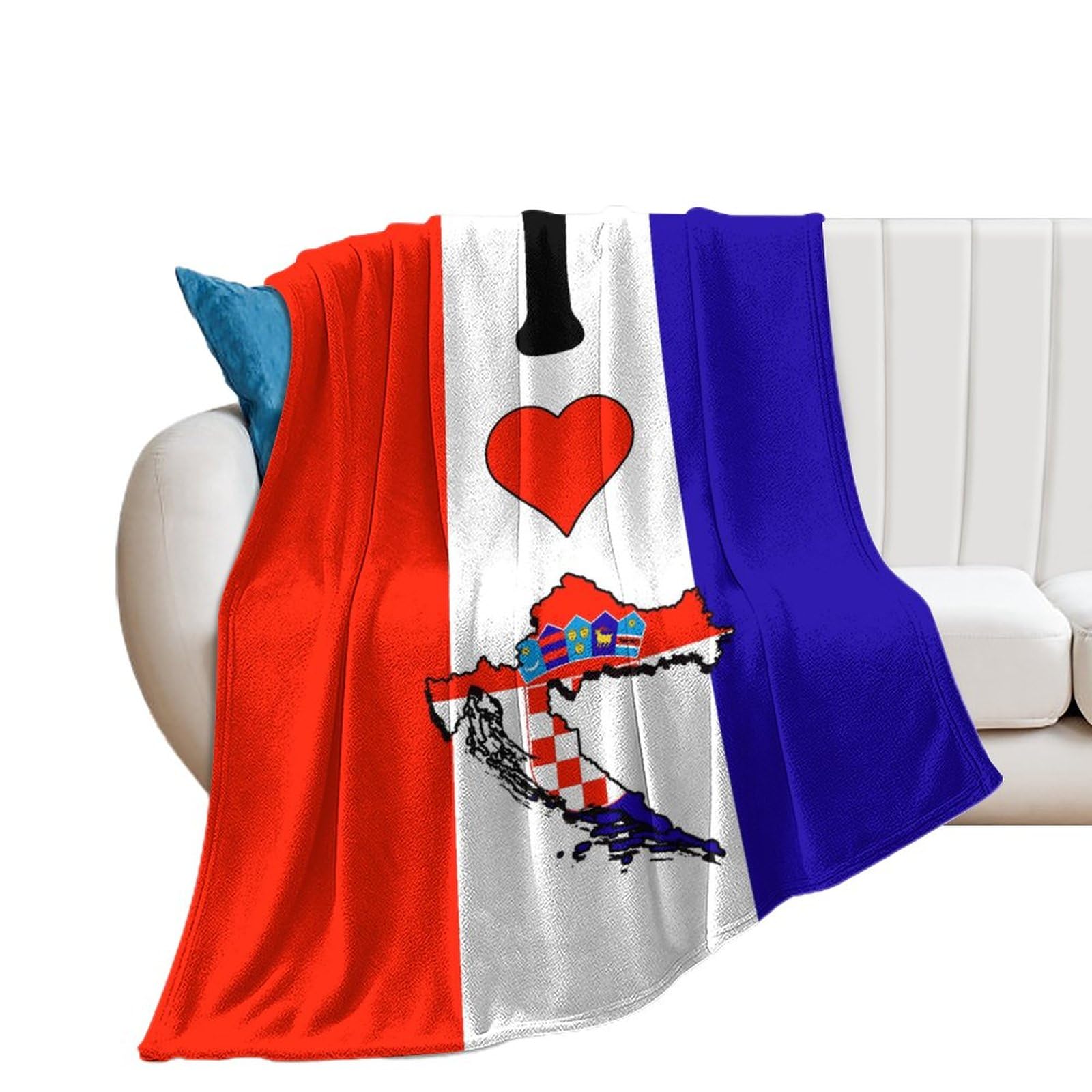 Higoss Manta de la bandera de Croacia, manta de franela de felpa súper