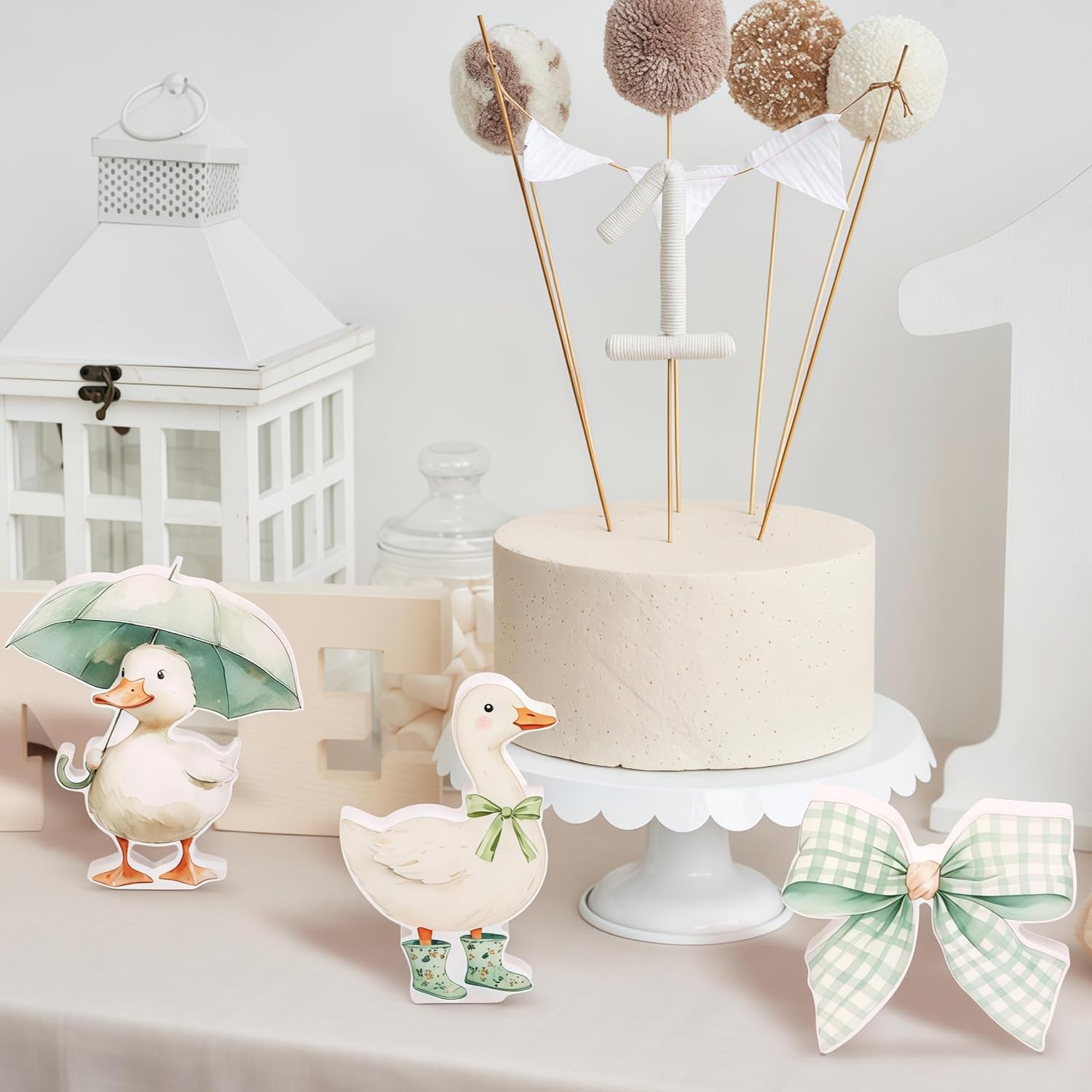 Youyole 3 Pcs Silly Goose Baby Shower Table Centerpiece One Silly Goose Wood Green Gender Reveal Decor Funny Gifts with Bow Birthday Party Favor Desk Tiered Tray Decor for Boy Girl 5.9/5.5/3.9"