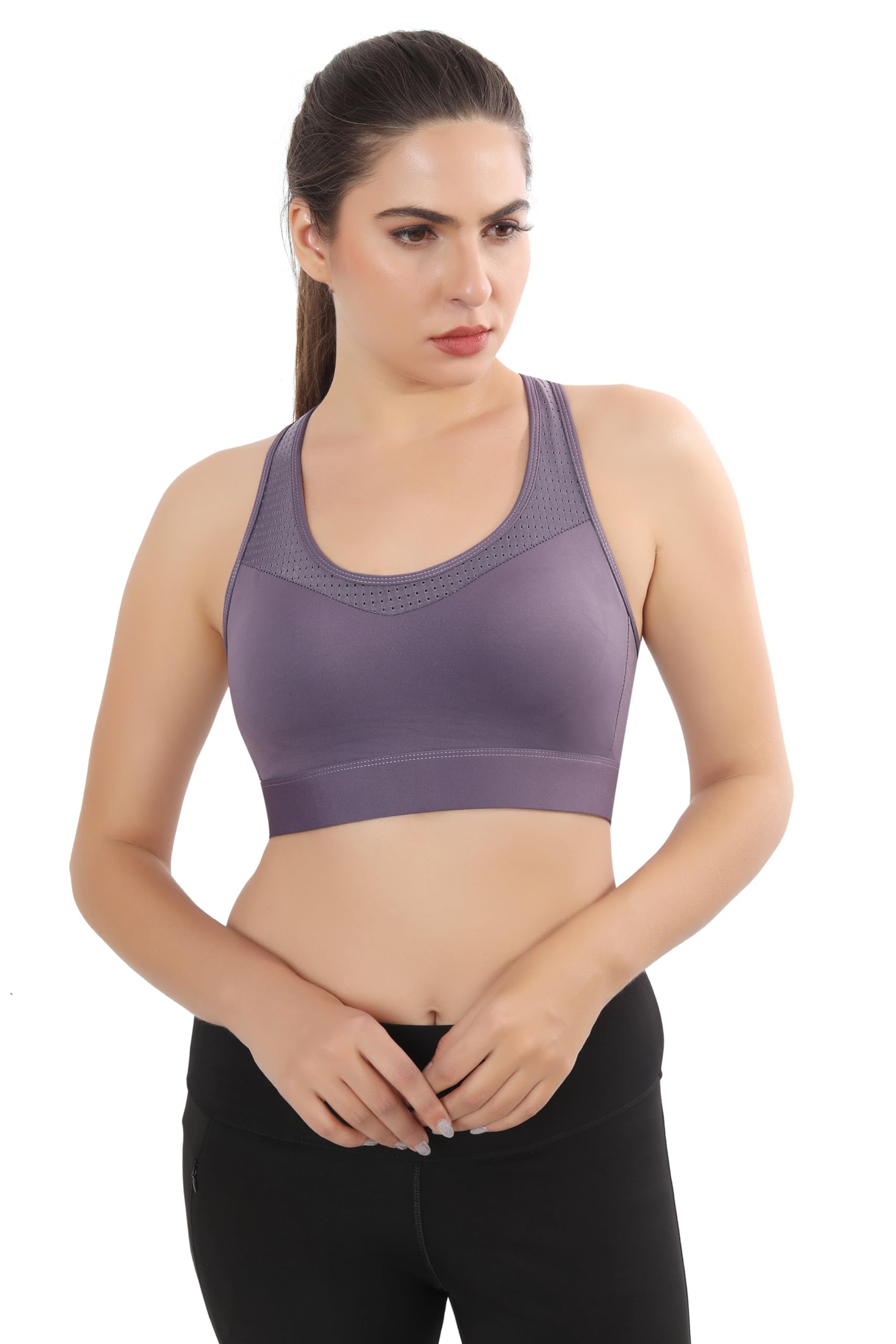 fabluk Mesh Sports Bra - Breathable High Impact Bra for Intense Workouts (in, Alpha, L, L, B, Regular, MESH-PURPLLE)-picture-30
