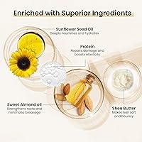 Vista 2 de MOEHAIR Mascarilla capilar hidratante con manteca de karité, proteínas y aceite de oliva, mascarilla capilar para cabello dañado, suaviza el cabello