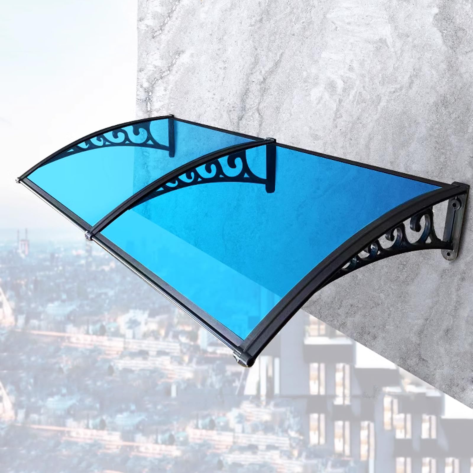 Couverture d'abri contre la pluie en PC auvent de fenêtre avec support aluminium