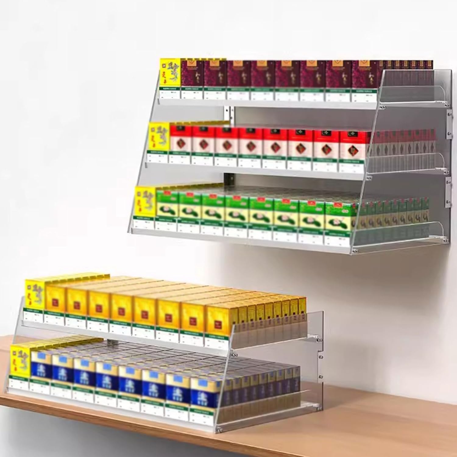 Shelf Pusher Spring Loaded Organizer- Automatic Cigarette Pusher Tray Clear Display Stand Cigarette Display Case Pusher Rack Matchbook Holder Divider for Store Retail (Color : 1, Size : 92x29