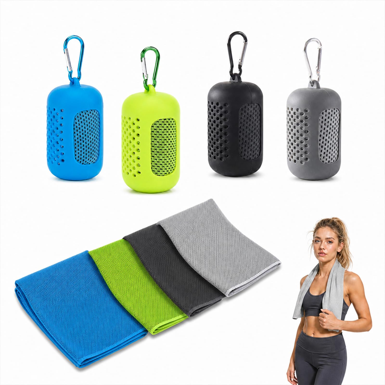 Asciugamano Rinfrescante 4 Pezzi,Cooling Towel in Microfibra ad Asciugatura Rapida,Asciugamano Sportivo Traspirante per Fitness Running Yoga Palestra,30 x 90 cm con Custodia in Silicone