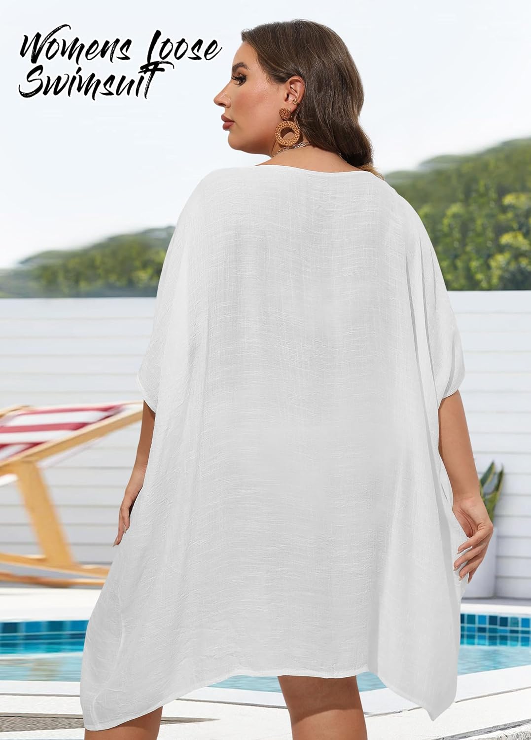 Chalier Bathing Suit Cover Up for Women Plus Size Swimsuit Coverup Summer Loose Beach Cover Up Crochet Design Dress - Image 2
