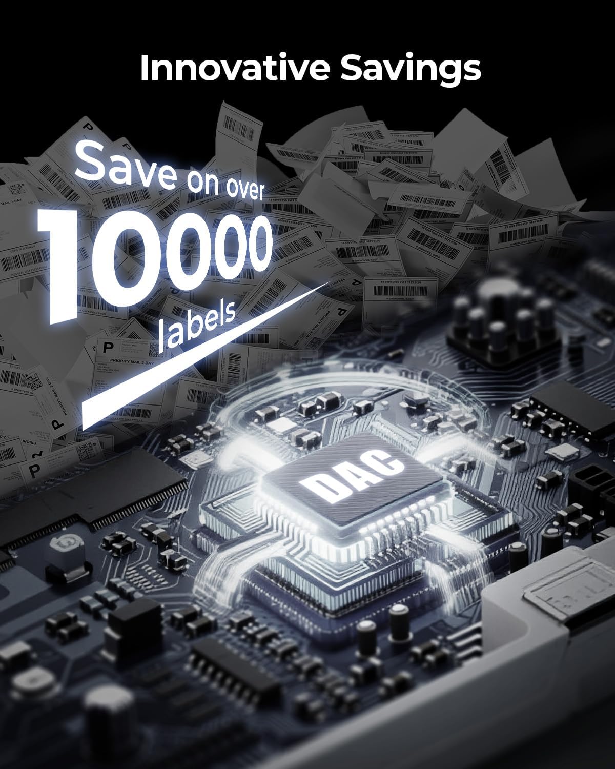 MUNBYN RW405B Replaceable Print-Head Thermal Printer with Label Holder+Thermal Direct Shipping Label (Pack of 500 4x6 Per Roll Labels)+4"x6" Direct Shipping Labels+IPS03 440lb for Postal Scale