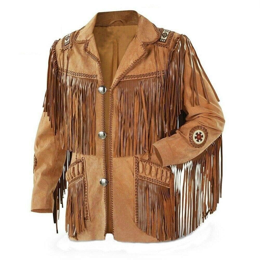 Damen Trachten Cowgirls Western Wildleder Lederjacke Mit Fransen