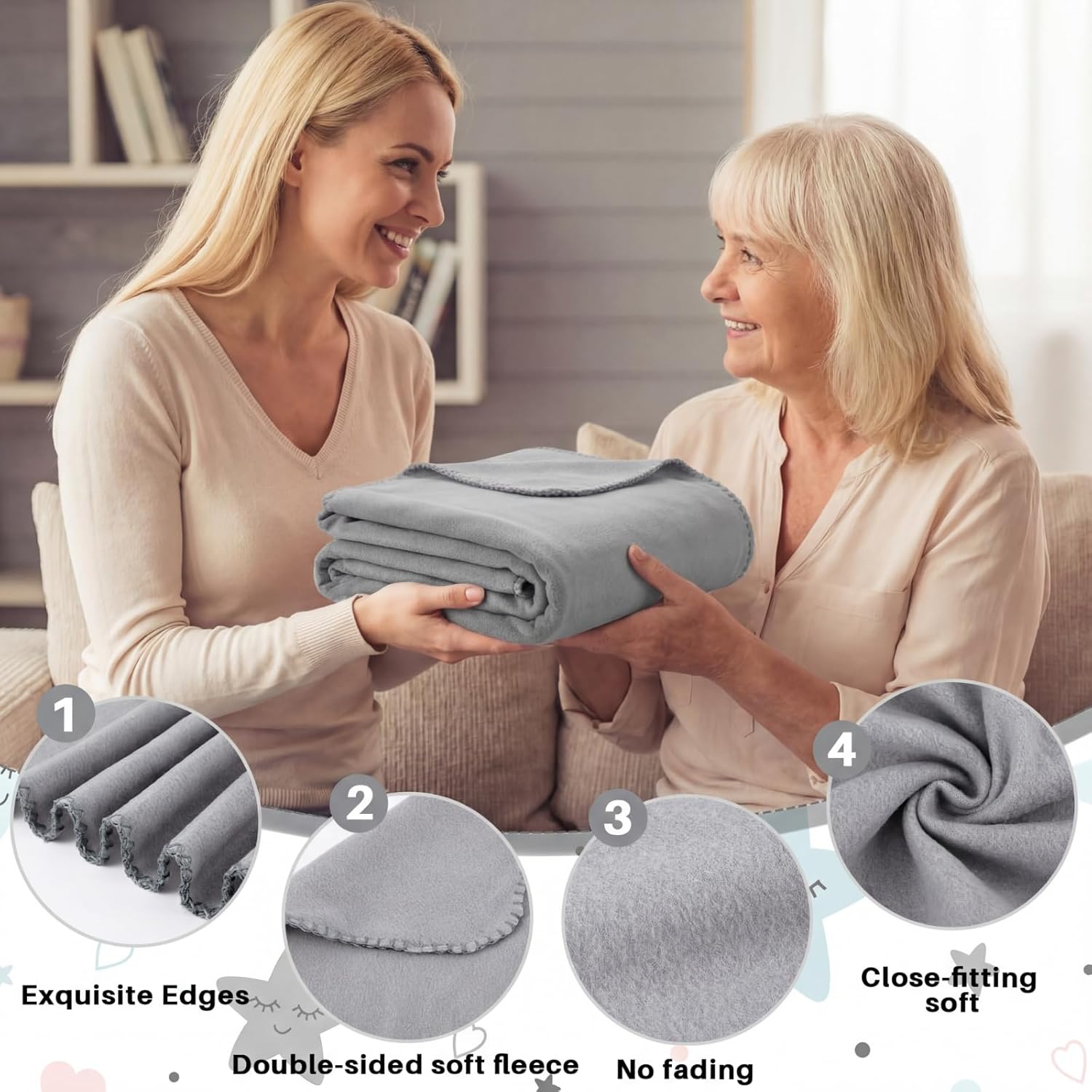 Newwiee 70 Pcs Fleece Throw Blankets Bulk 50'' x 60'' Oeko-tex Standard 100 Certified Spring Outdoor Wedding Guest Blankets Lightweight for Sleepover Donation Lap Pet Sofa Home (Gray)