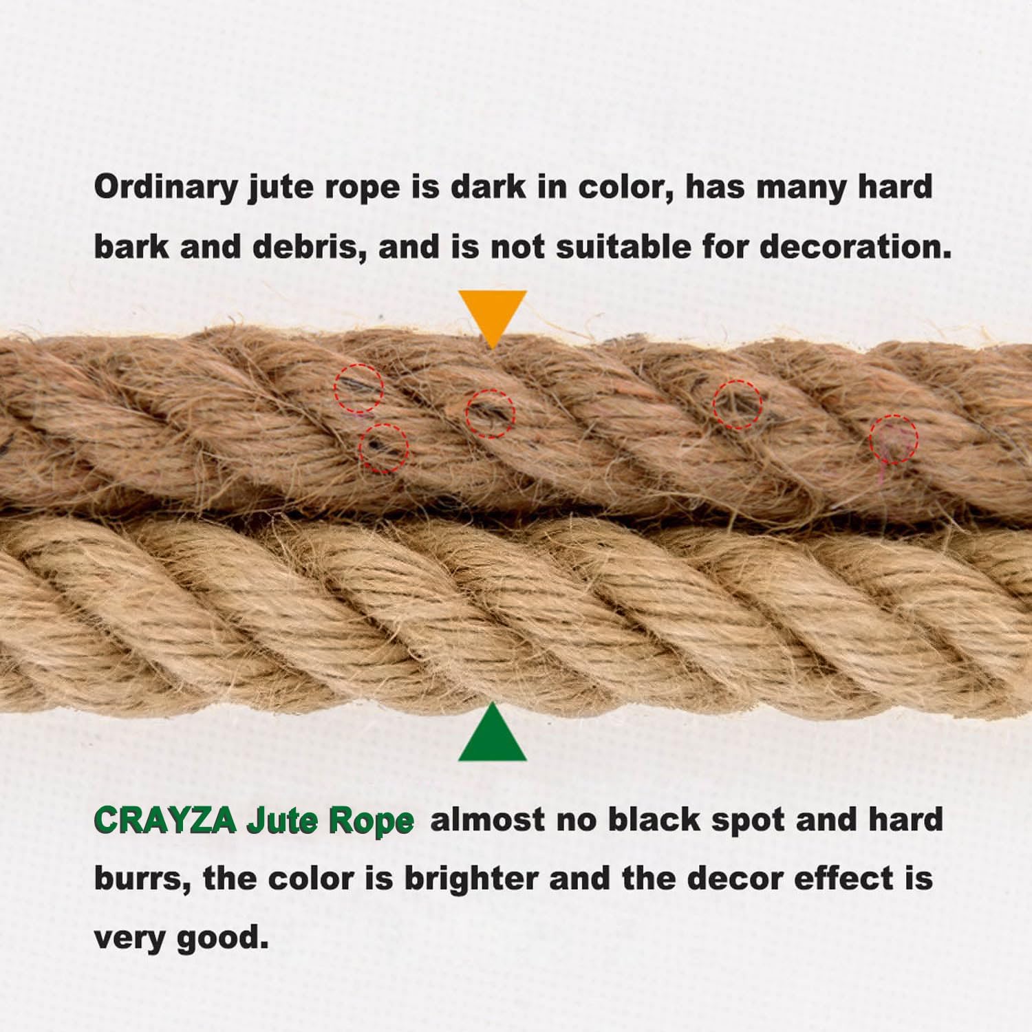 Twisted Manila Rope (3/4 in x 100 ft) Natural Jute Rope Hemp Rope for Crafting, Swing Bed, Railing, Decorating