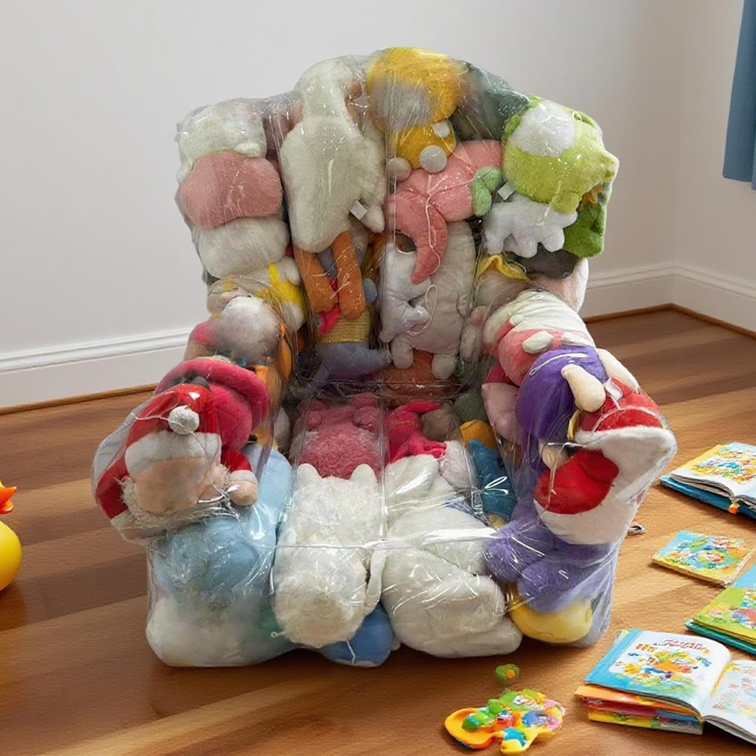 ぬいぐるみ収納チェアカバー | 2-in-1 ビーズクッション おもちゃ収納 シート - 防水 ぬいぐるみ ビーズクッション チェア