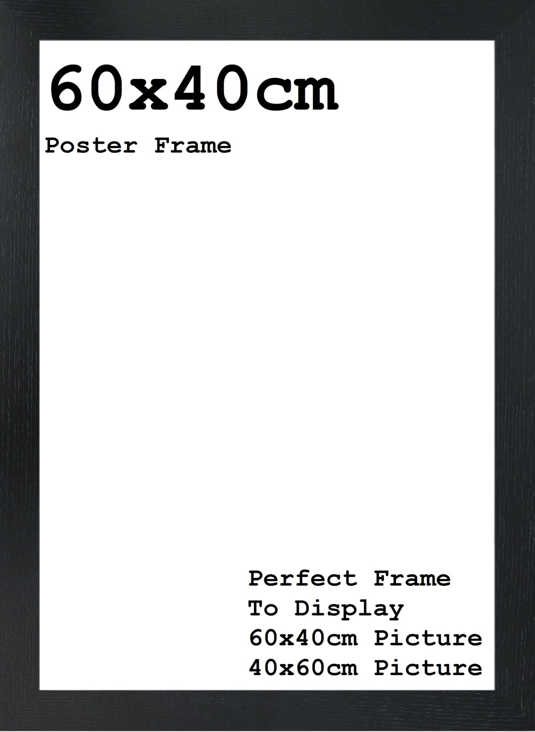 60x40cm Poster Frames - Picture Frame - Wooden Effect - Frame Wall Gallery Living Room with Styrene Shatterproof Perspex Sheets (Black)