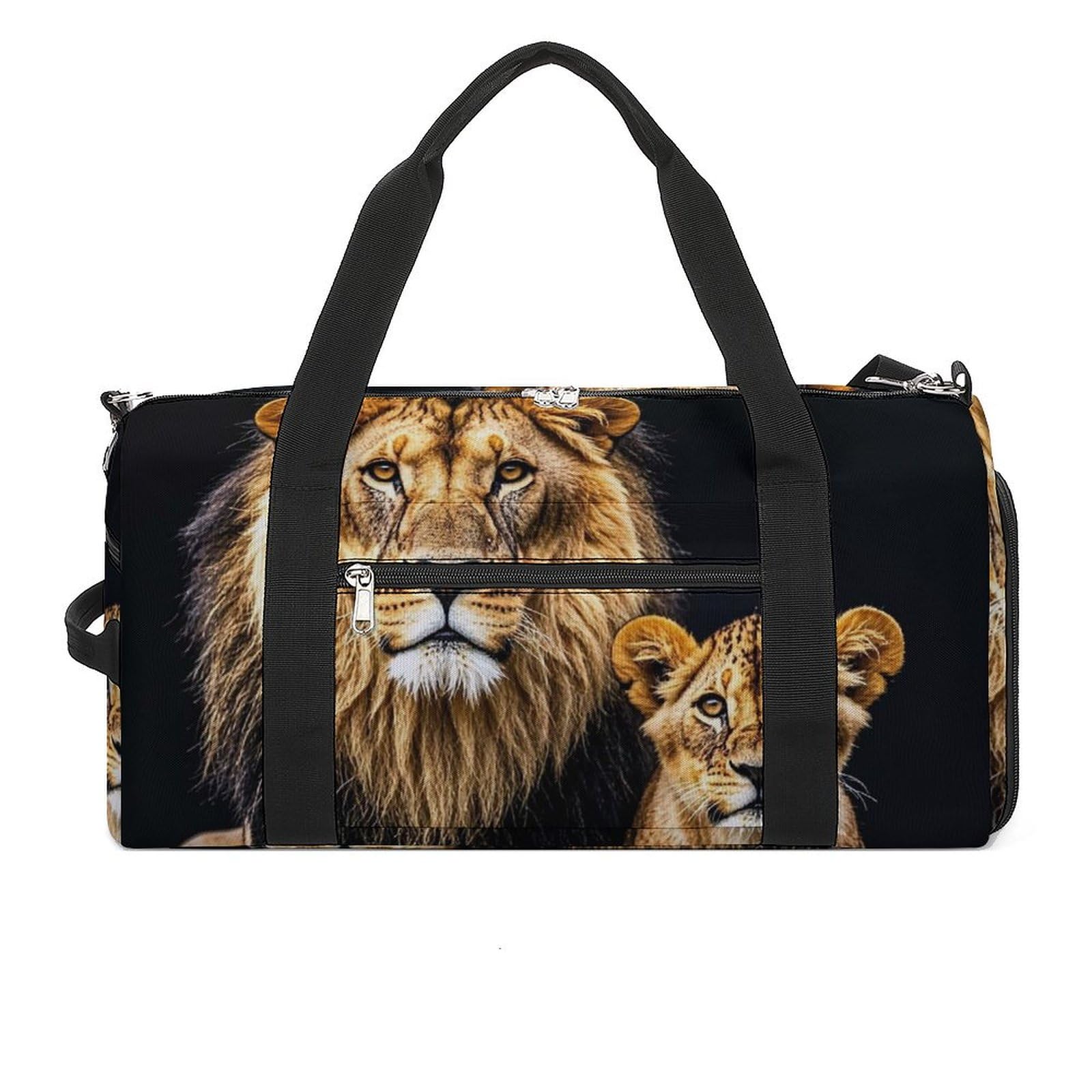 Borsa da palestra con leone e giovane leone per uomini e donne, impermeabile, grande borsone per allenamento da viaggio