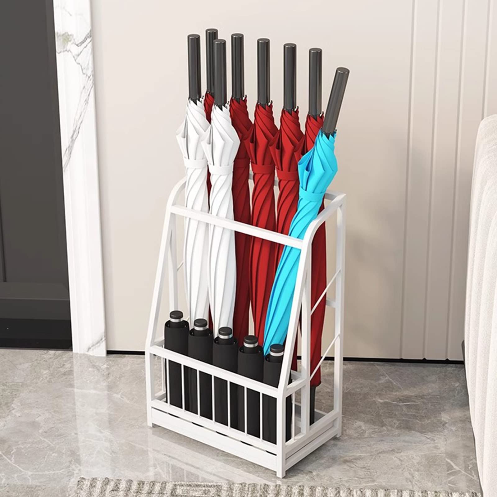GYRAZXS Freestanding Umbrella Stand with Water Tray - Space-Saving Design for Entryway & Hallway, Organizes Canes, Walking Sticks & Folding Umbrellas