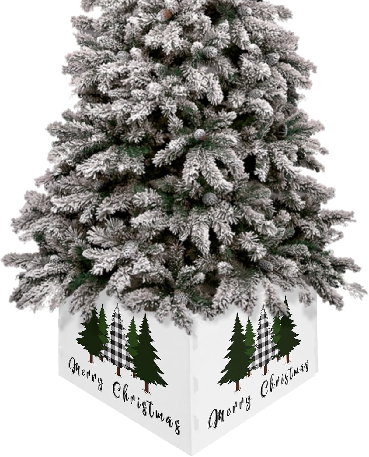 Christmas Tree Collar 6-PCS14.5"x 10", Christmas Tree Ring Black White Checked Christmas Tree Christmas Tree Stands Skirts Base Covers for Xmas Holiday Home Decor