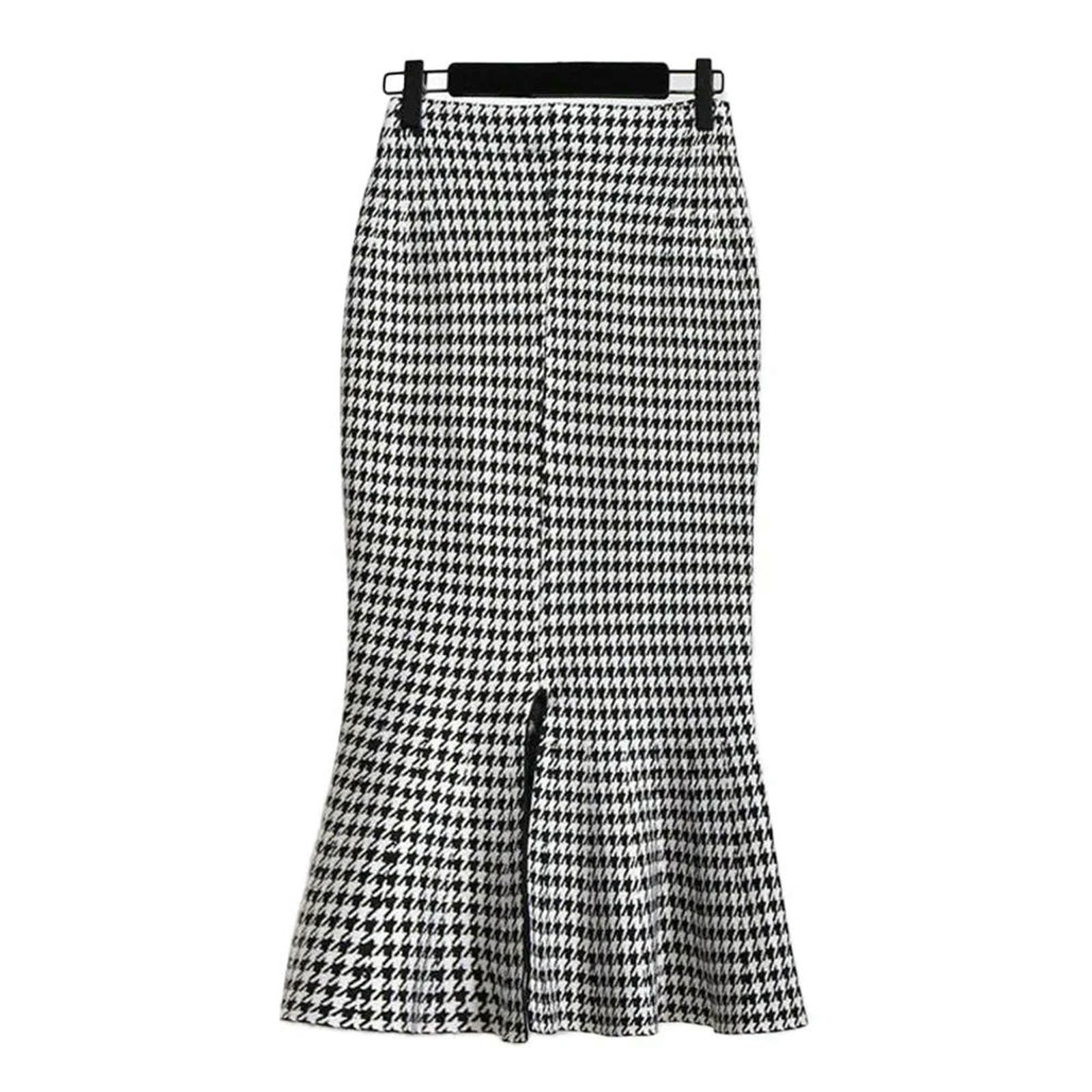 Długa spódnica trąbka vintage guziki z wysokim stanem damskie syrena spódnice do połowy łydki odzież damska moda