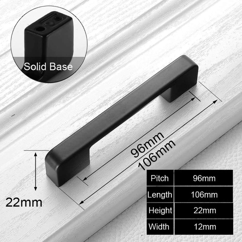 Maniglie per mobili Maniglie da Cucina Maniglie per mobili Maniglie Moderne in Nero Opaco Cassetti in Lega di Alluminio Distanza tra i Fori degli armadietti (10,196 mm) (Argento,Nero 96 mm)