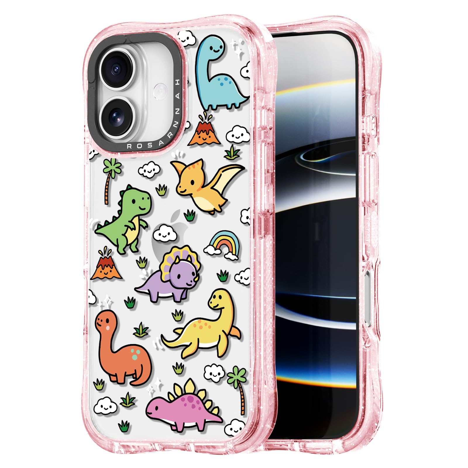 Coque iPhone antichoc dinosaure rose protège des chutes de 6m - 8
