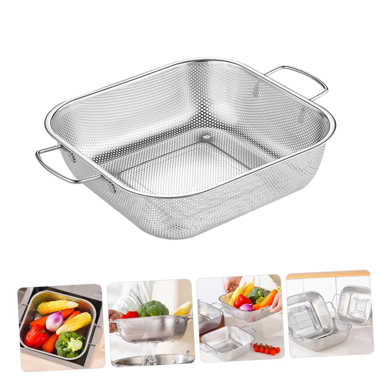 Colador Inoxidable Con Escurridor Para Pasta Cesta Drenante Multifuncional Para Cocina y Lavavajillas