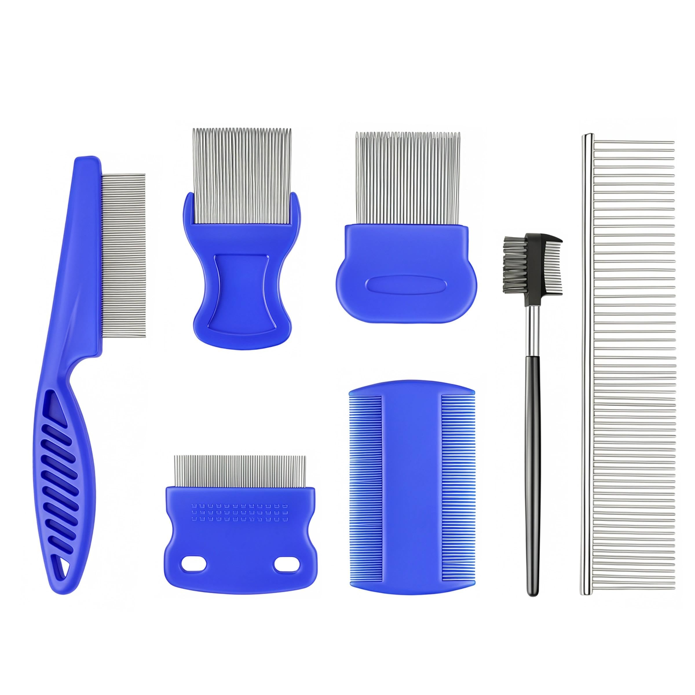 7-Pack Stainless Steel Flea Comb for Dogs/Cats, Rounded Teeth