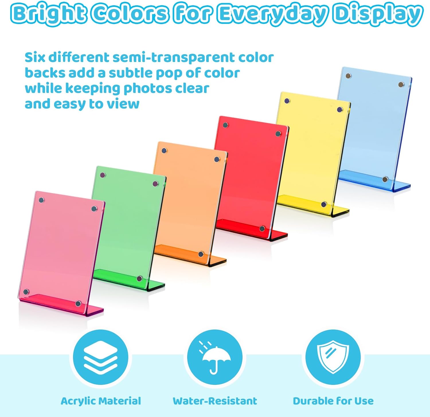 SAYAYA 12 Pack Acrylic Magnetic Picture Frames, Mini Fridge Magnet Frames 2x3in, Double-Sided Photo Frame for Refrigerator suit Polaroid Fujifilm Instax Display Stand Table Top Decor & Gifts (Colorful)