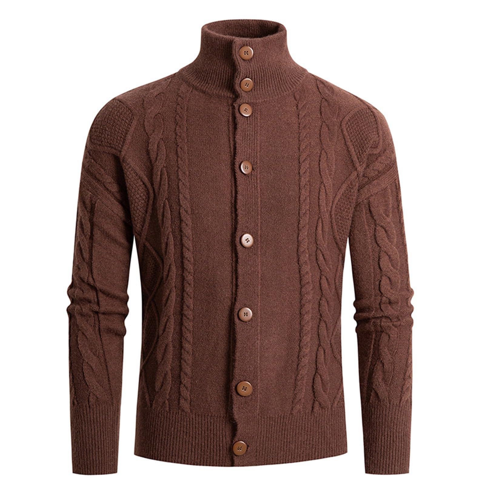 Jersey Cardigan Hombre, Chaqueta Hombre Punto Fino Cuello Chal con Cable Suéte Manga Larga De Color Sólido Elegante Cálido Jersey con Botones Chaqueta De Entretiempo De Punto