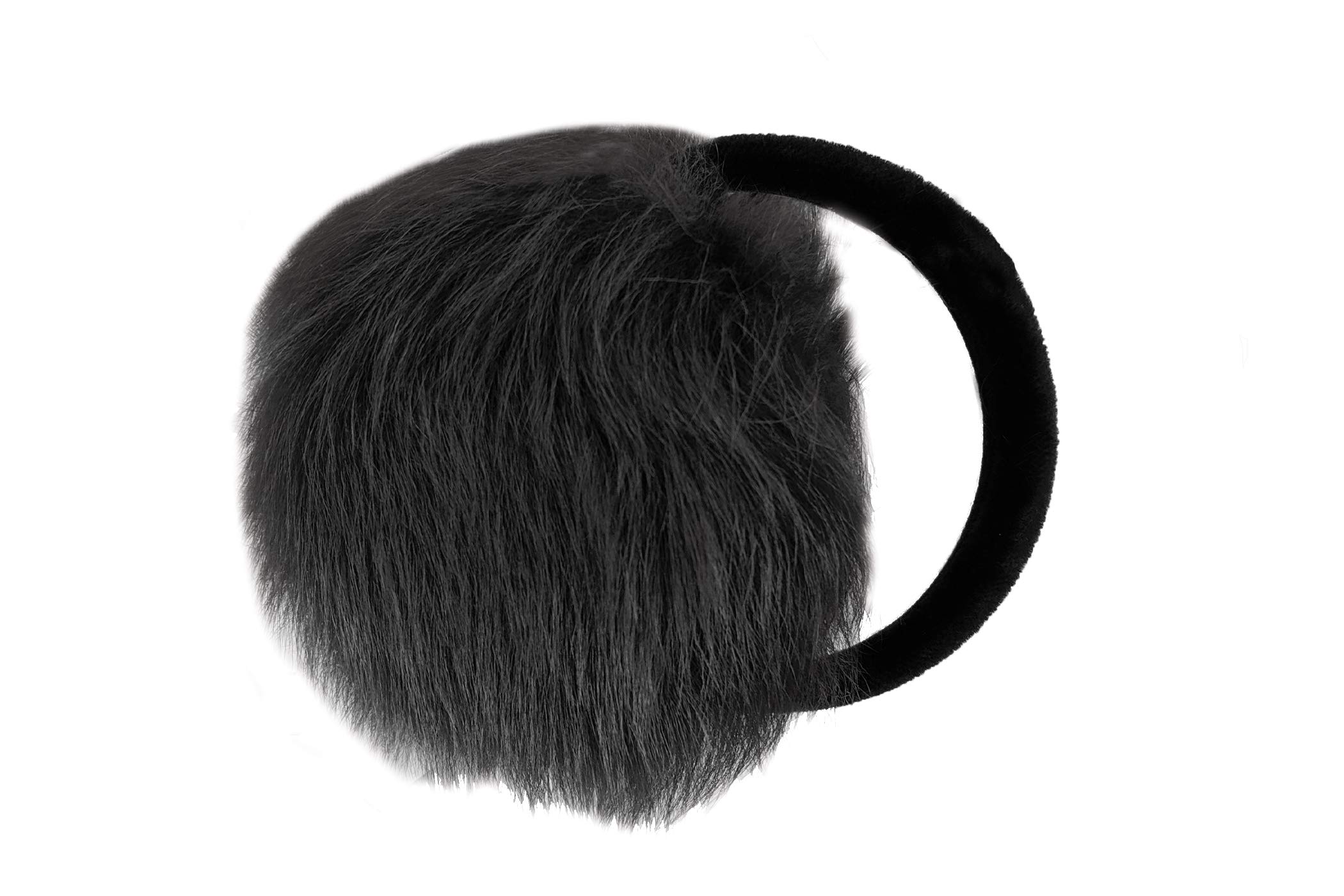 Surell AccessoriesToscana Sheepskin Fur Earmuffs Soft Black Non Adjustable Velvet Head Band