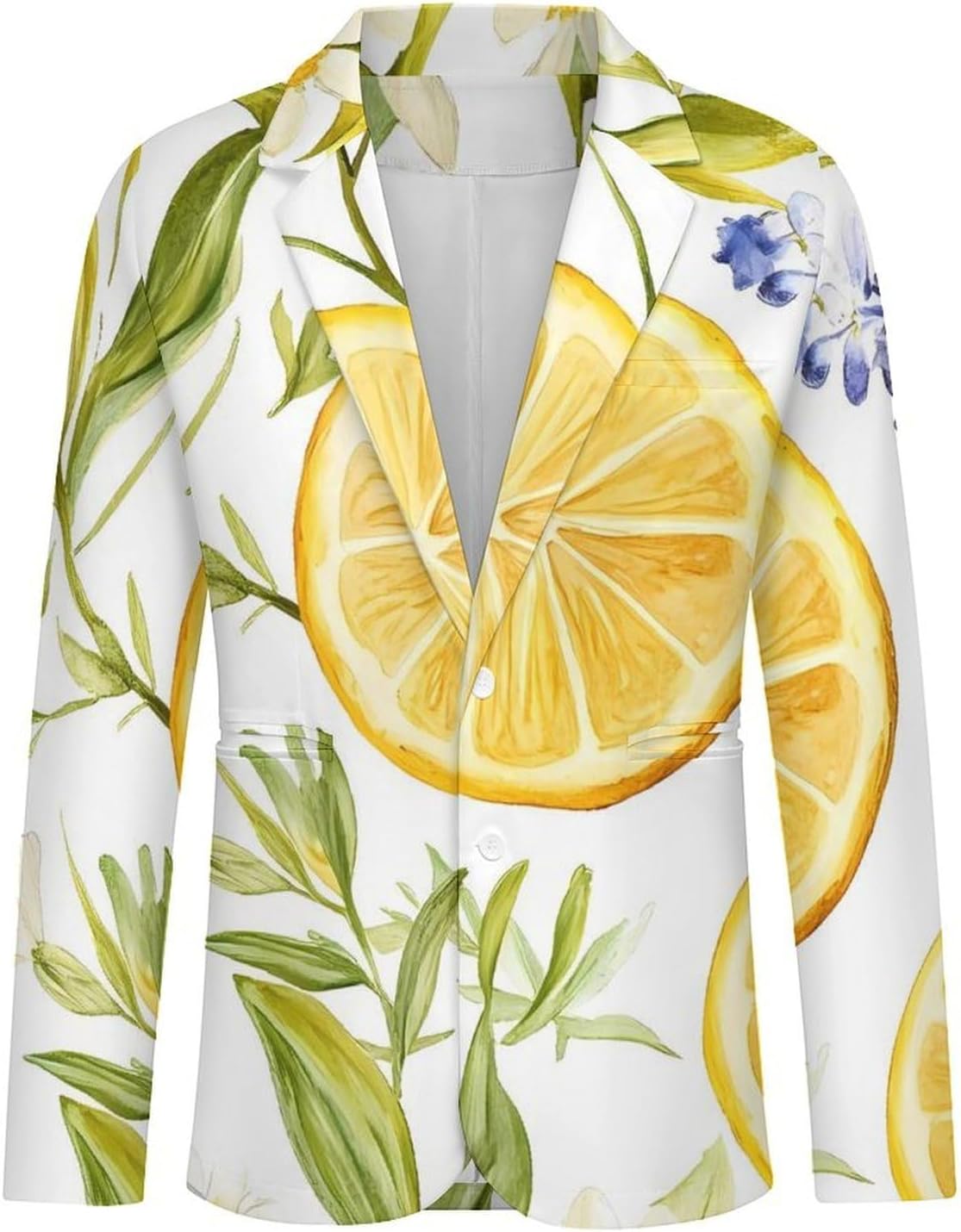 Lemons and Wildflowers Mens Sport Coat Two Buttons Blazer Business Casual Dress Suit Jacket with Pocket