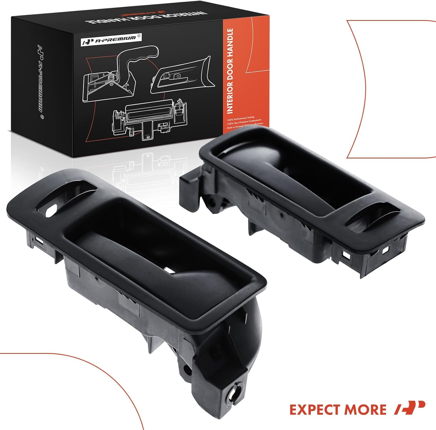 A-Premium Inside Interior Door Handles Compatible with Ford Mustang 2005 2006 2007, Textured Black, 2-PC Set, Front Driver and Passenger Side