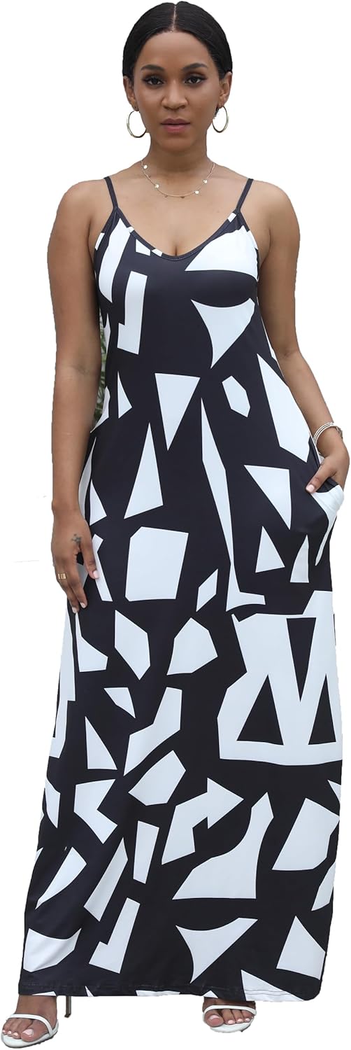 zimzinziu Women's Long Dresses Sexy Loose Long VNeck