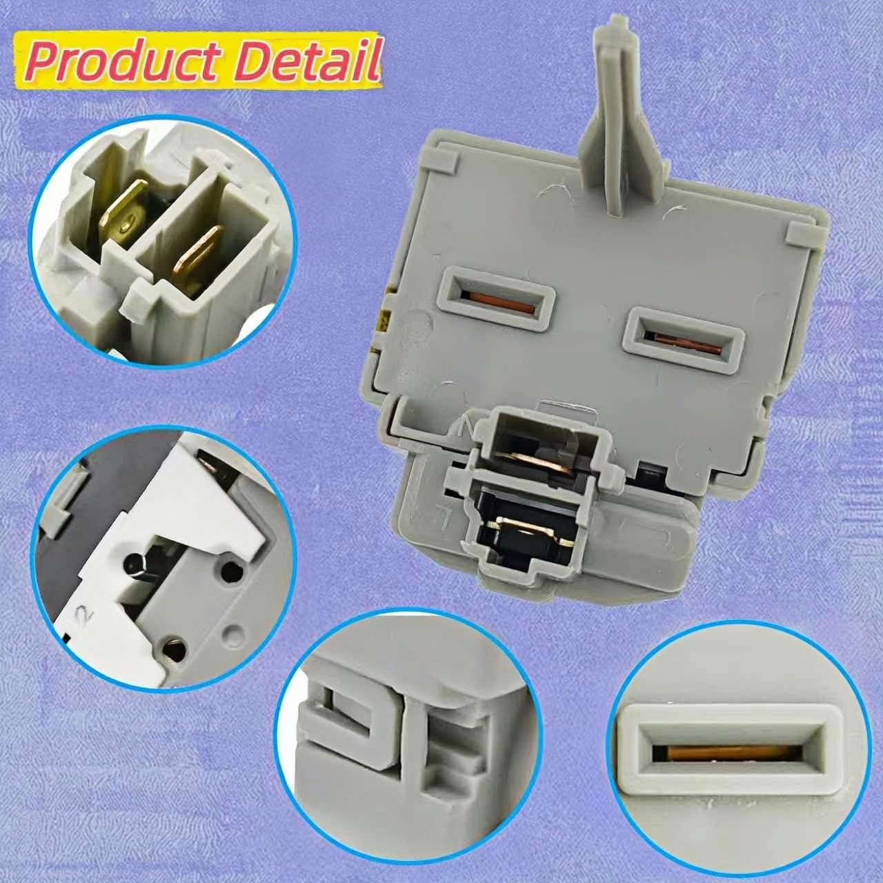 WR08X21100 Refrigerator Overload & Start Relay Universal Replacement for 1/4" Terminal Models - Compressor Protection Device