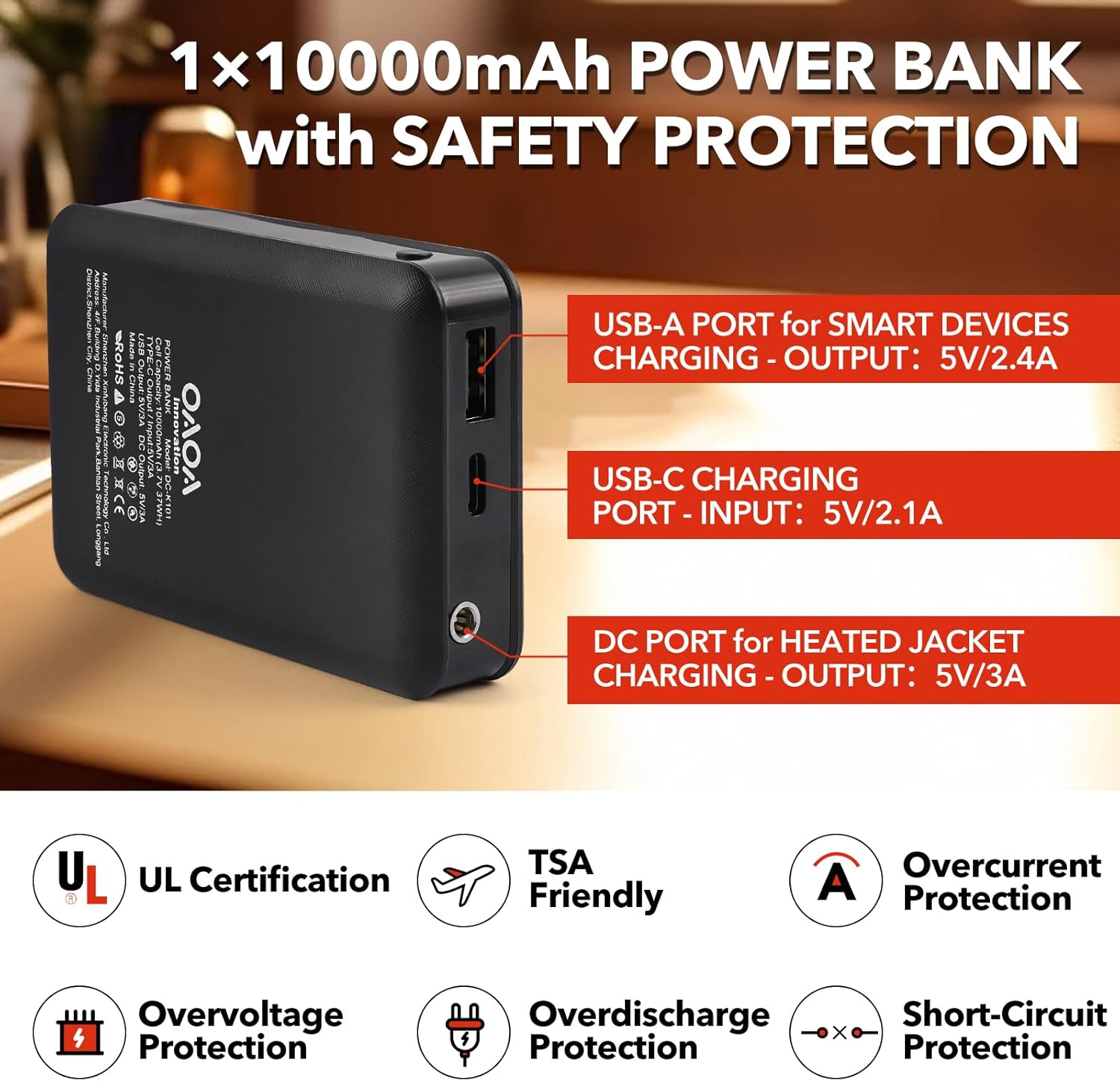 Heated Jackets for Women, 9 Heating Areas With 10000mAh Power Bank,Winter Warm Outdoor Ski Coat - Image 4