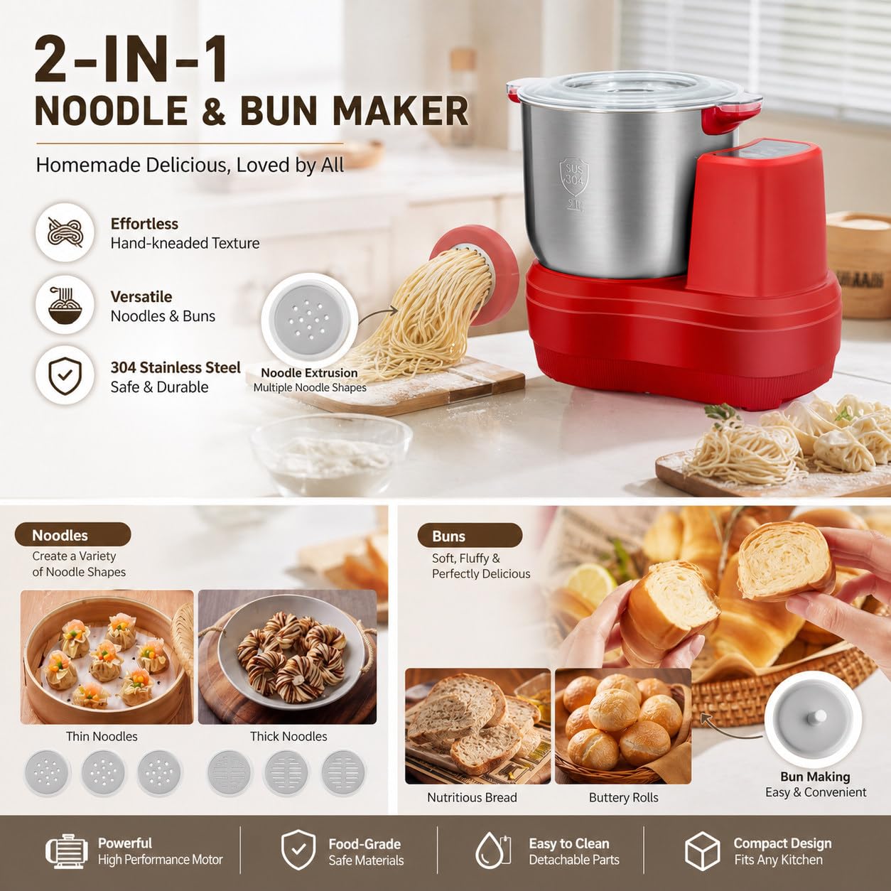 Miscelatore Per Farina Per Pasta In Acciaio Inox Da 10 L, Macchina Per Impastare Con Funzione Di Fermentazione Per Pasticceria Casalinga, Facile Da Pulire