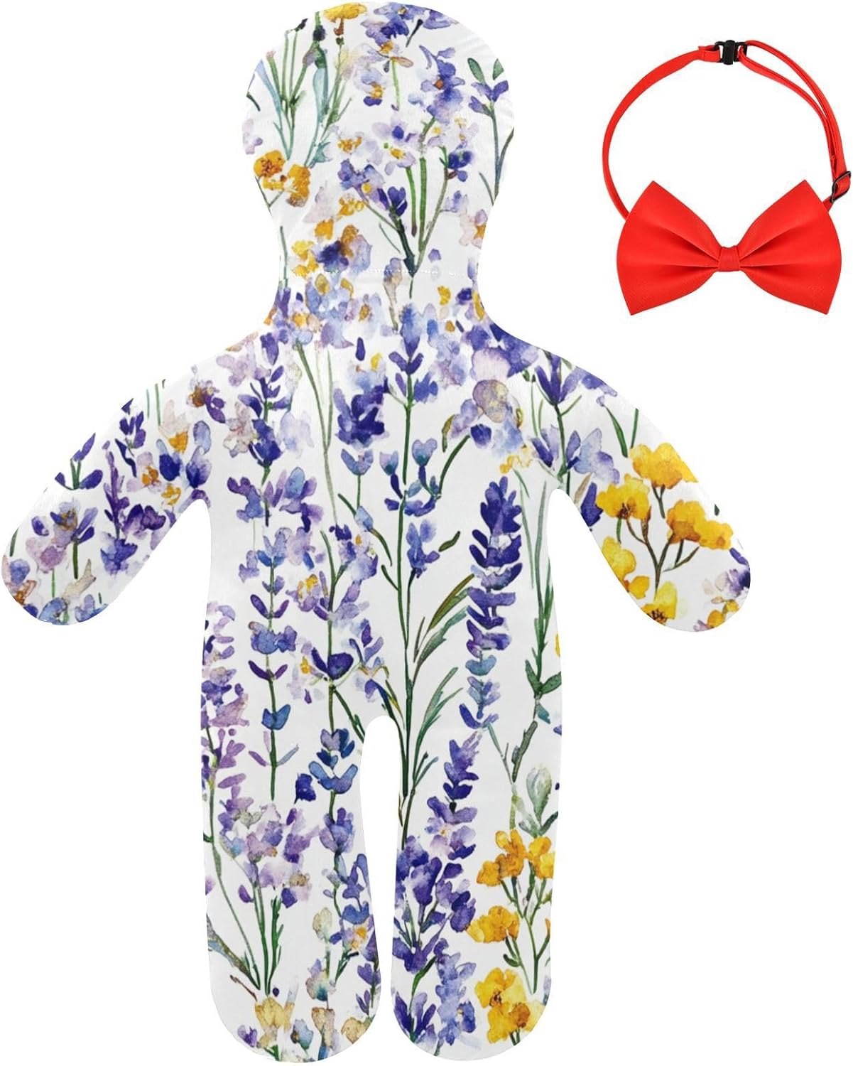 Human Shape Pillow Hypoallergenic Cuddling Pillows Anxiety Relief for Kids Lavender Flowers Purple and Yellow