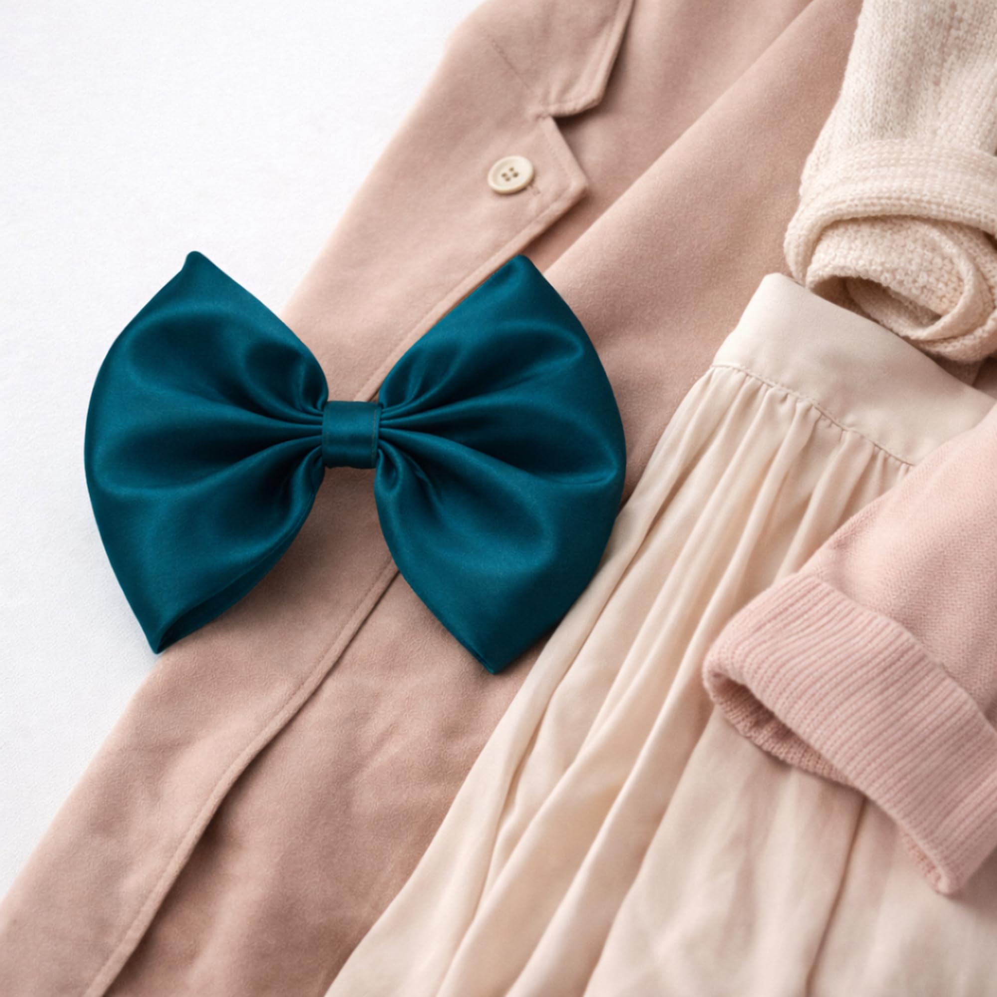 HAIRBERRY® Satin Hair Bow Clip for Women & Girls – Premium Soft Satin Fabric, Elegant Solid Color Bow for Daily, Party & Festive (Dark Teal) 3