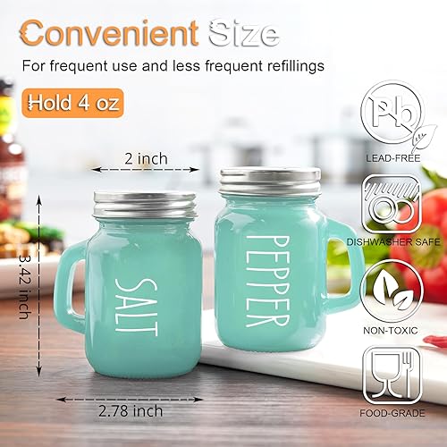 Miniatura 3 de Juego de salero y pimentero turquesa, decoración de cocina verde azulado y accesorios para el hogar, restaurantes, bodas, juego de sal y pimienta de