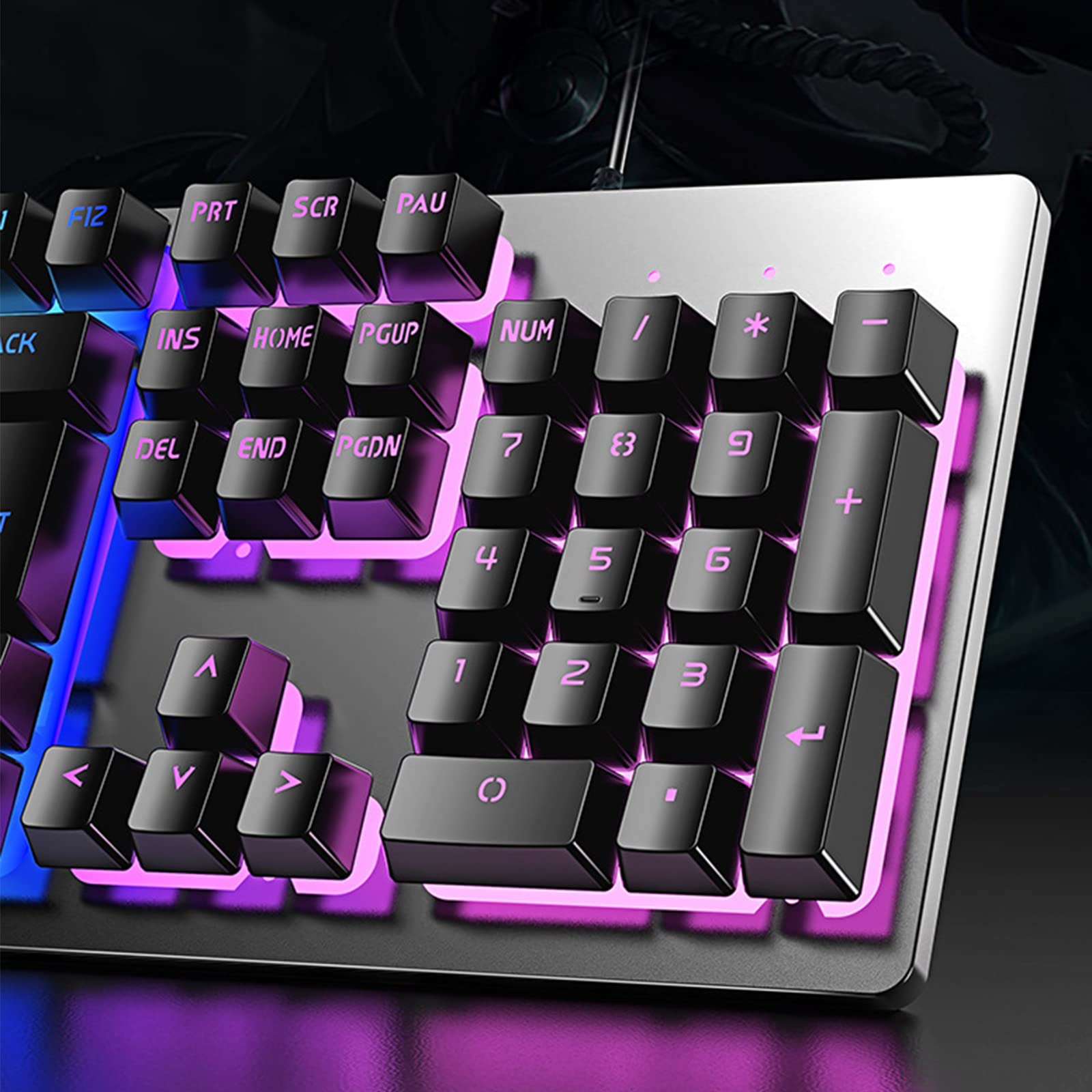 ADMLZQQ 105 klawiszy Anti-Ghosting z podświetleniem LED 3 tryby dynamiczne, ergonomiczna mechaniczna klawiatura do gier, przewodowy USB do komputera