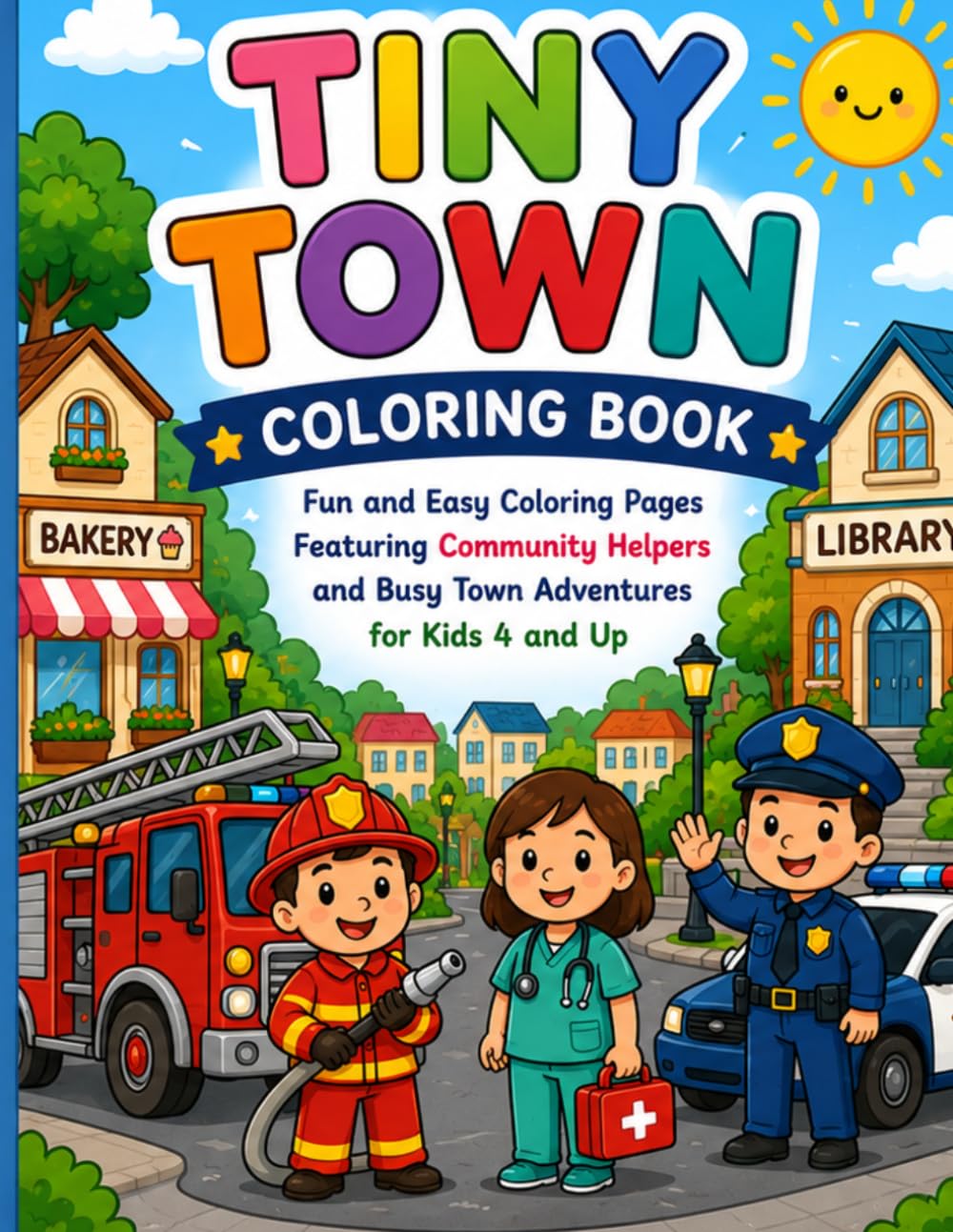 Tiny Town Coloring Book: Fun and Easy Coloring Pages Featuring Community Helpers and Busy Town Adventures for Kids 4 and Up