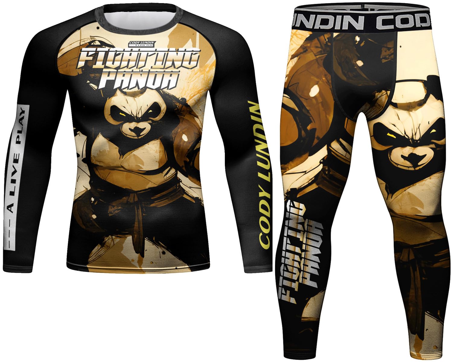 Red Plume Men’s Workout Compression Long Sleeve Shirts & Base Layer Pants Set Fitness Running Suits Sports Top & Bottom Sets