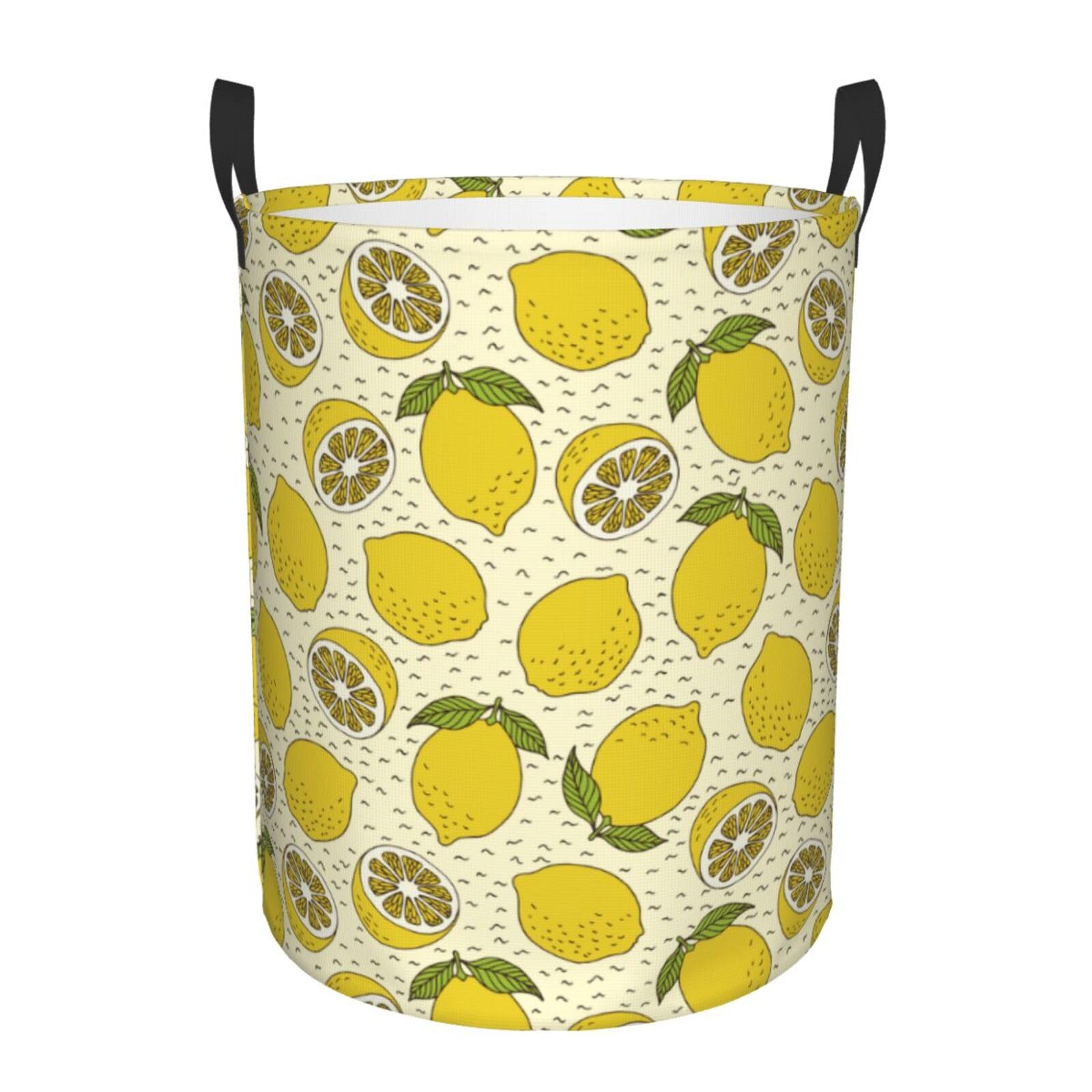 Laundry Basket Yellow Lemon Laundry Hamper Waterproof Idea Hampers Large Collapsible Baskets with Handle Suitable for Bedroom Bathroom Utility Room Kitchen