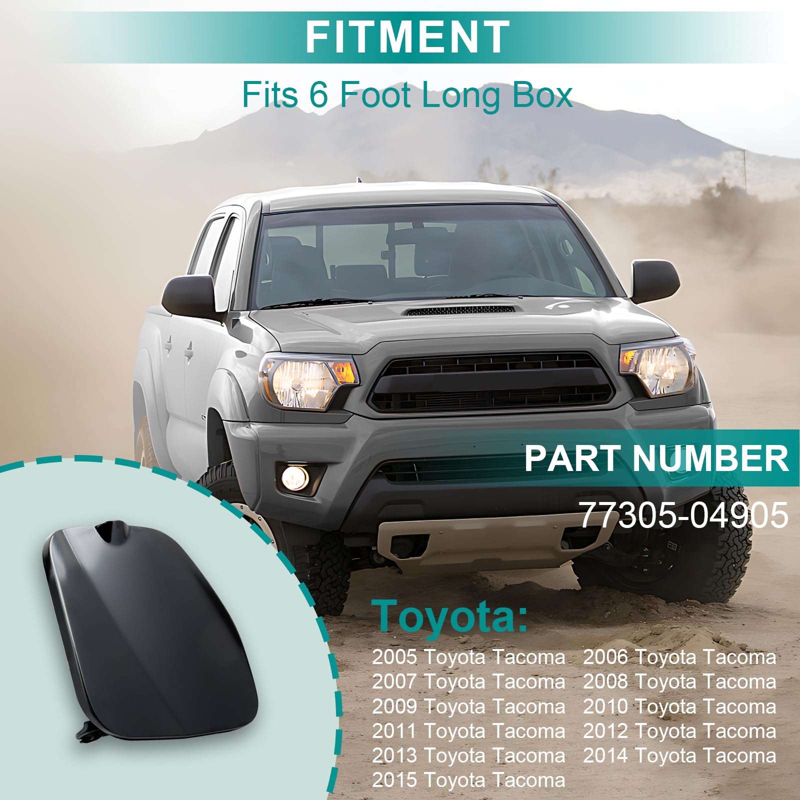 KUTTOLE 77305-04905 Fuel Door Cover for 2005-2015 Toyota Tacoma Gas Tank Door Cover Cap, Replace 77305-04902, 7730504905, 7730504902 6FT Bed Only Fuel Filler Lid, Fuel Filler Door, Lid S A Fuel Filler