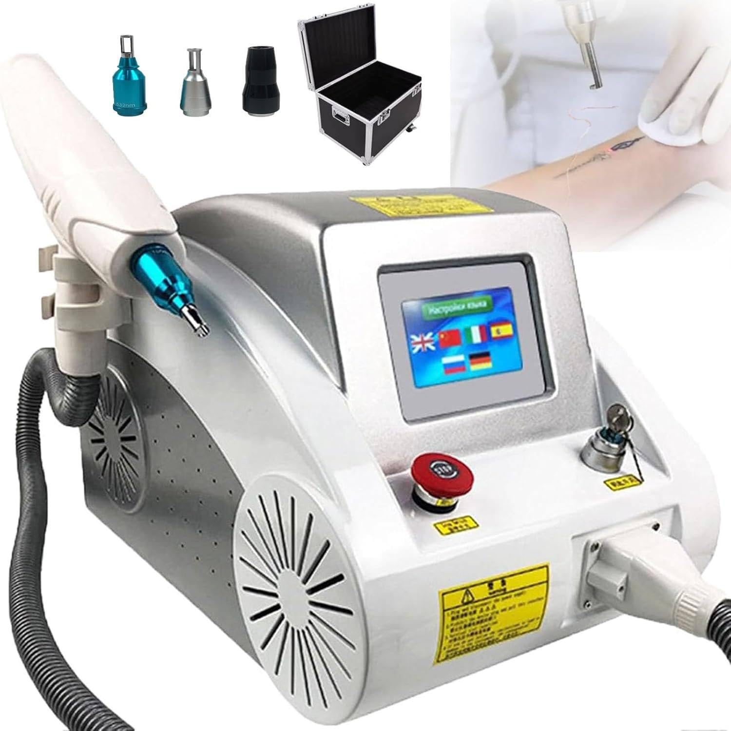 Lshfyv Red/Blue/Brown Pico Laser Tattoo Removal Machine, Tattoo Removal Machine With Led Display, Removal Instrument For Remove Tattoos Tattooed Eyebrows Eyeliner Color Spots