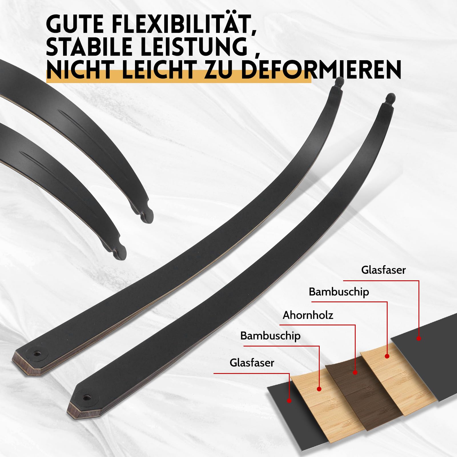 Obert Black Hunter 60 Zoll Profi Bogenschießen Takedown Recurvebogen Set 20-60lbs Rechtshand Holzbogengriff Jagdbogen für Erwachsene Sportbogen