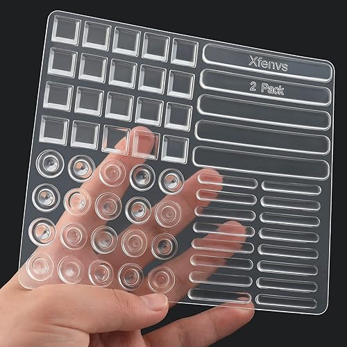 Parachoques para puerta de gabinete, 122 almohadillas de goma suave transparente, tapones de gabinete autoadhesivos fuertes de múltiples formas,