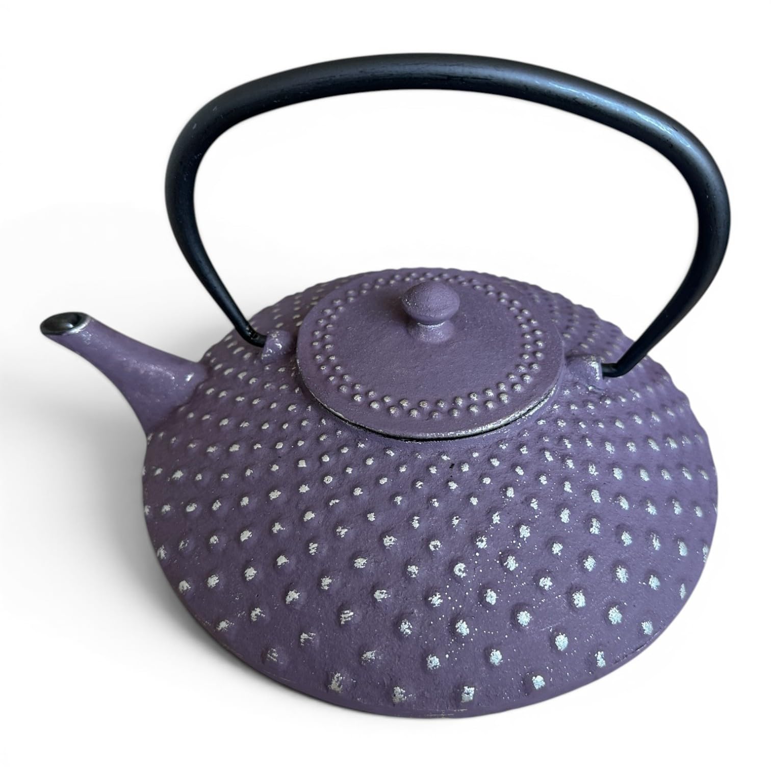 SO SKIN IDASY Théière en fonte violette 1,2L motif picot japonais, grande capacité avec filtre inox, teapot cast iron design élégant, service à thé, idée cadeau femme originale