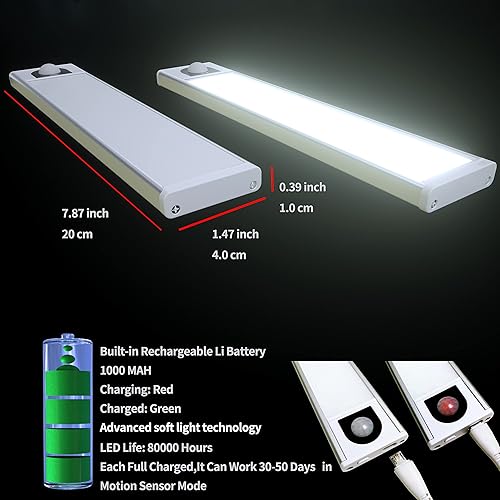 Miniatura 2 de Luces para debajo del gabinete, sensor de movimiento inalámbrico activado debajo del mostrador para cocina, armario interior, despensa, escalera,