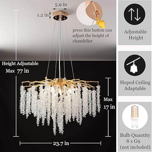 Miniatura 48 de Candelabro moderno de ramas de árbol de cristal, color negro, 40 pulgadas, Art Deco Rectángulo Lineal con gotas de lluvia para interiores, comedor