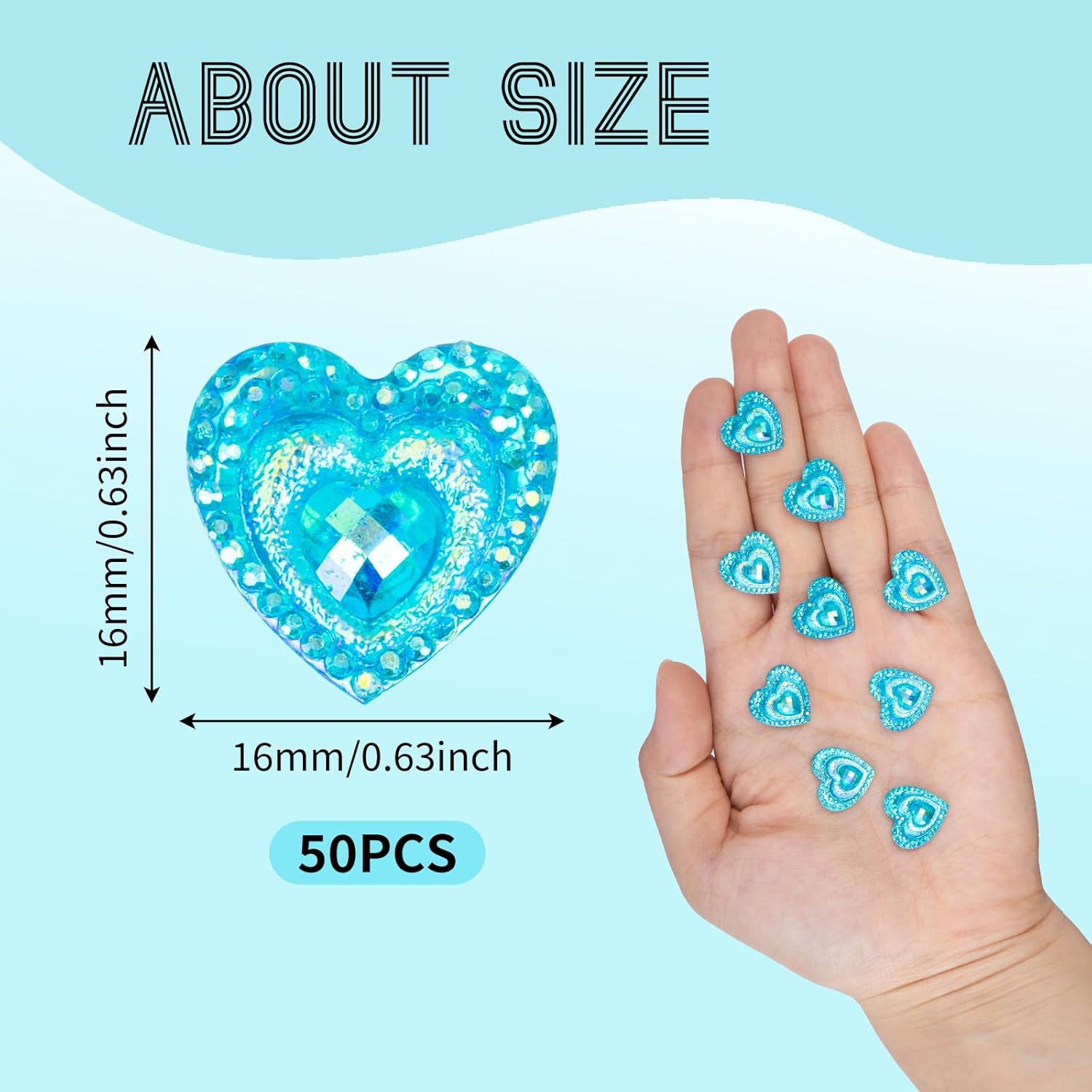 50 Pcs Resin Rhinestones for Crafting,Heart Shaped Rhinestones for Bedazzling Clothes Shoes Hats Bags & Sewing Accessories (Royal Blue) - Image 2