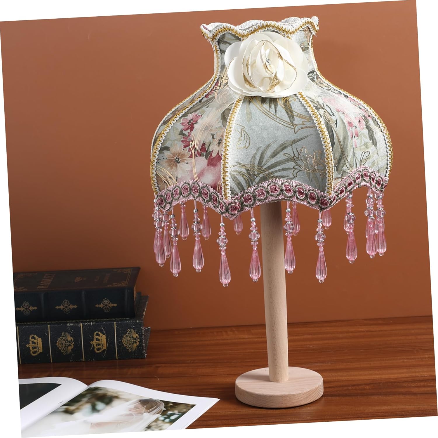 花柄ドラムランプシェード ファブリック製 ヨーロピアン風 テーブルランプ用 対応 リビング寝室書斎向け ビンテージ調 布製ランプカバ